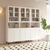 71" Storage Cabinet with Drawers, 6-Tier Bookshelf with Doors and Shelves, Large Display Cabinet Set for Home, Office (Black/White)