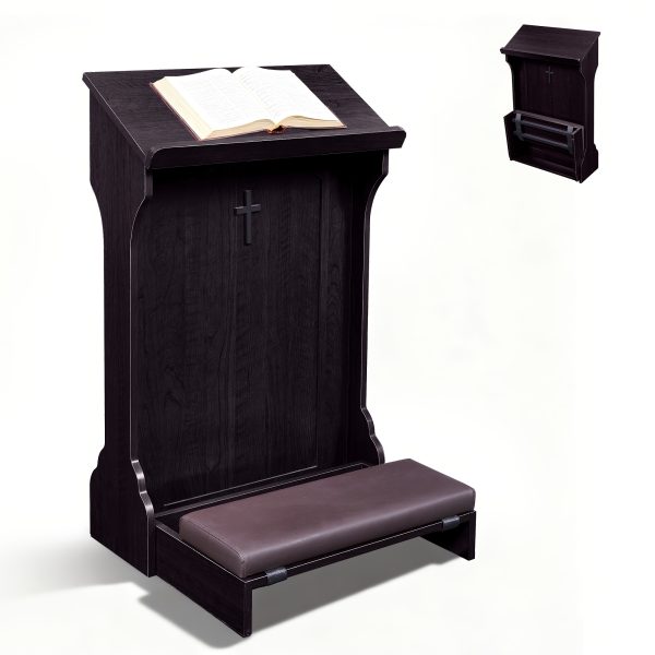 product-fancy-f43d9f52-1a18-467c-af9c-bf017d794d89 Traditional Wooden Kneeling Prayer Stool with Padded Bench And Bible Stand-36-Inch Church-Style Prayer Station, Suitable for Homes, Small Chapels, And Religious Worship. Prayer Stool Kneeling Pad, for Home Wooden Kneeling Pad, Church Kneeling Stool