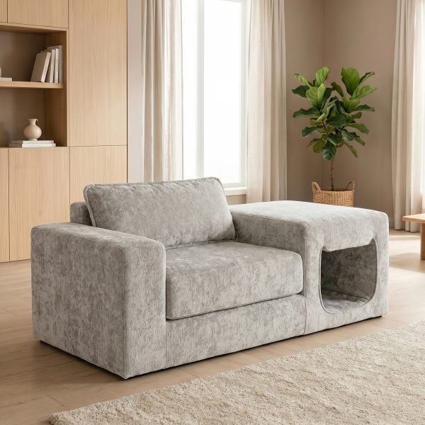product-fancy-f44e1b23-ee90-4f4d-8d9f-40b54a474793 Comfy Deep-Seat Single Sofa with Exclusive Pet Resting Space, Made of High-Density And High-Resilience Foam. No Assembly Required, Multifunctional Modular Design, Suitable for Various Home Interior Decoration Scenarios
