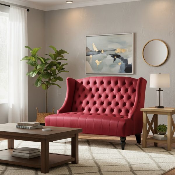 product-fancy-f46cf4c1-8fc6-48ba-b481-d5bb5983cb11 50-Inch Two-Seater Sofa, Comfortable Velvet Fabric, Mid-Century Modern Style, Minimalist Design, Extended Backrest, Compact Two-Seater Suitable for Bedrooms, Apartments And Home Offices