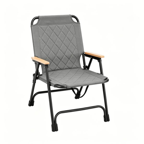 product-fancy-f47b92f9-fcf0-4f74-811b-43a136a47f02 1pc Outdoor Foldable Portable Camping Chair with Armrests, Patio Folding Armchair, Beach Vacation Travel Beach Chair, Supports 300 Lbs, Suitable for Camping, Beach, Fishing, Hiking, Patio Use