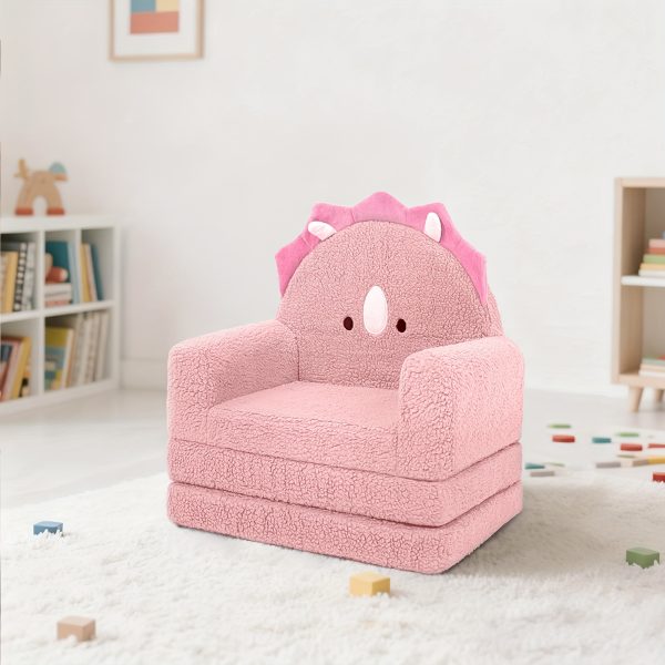 product-fancy-f4a2aefe-85f0-4a1e-a6d9-ad42a1070f4c Kids Sofa 2-in-1 Convertible Kids Couch Fold Out Lounger Soft Sherpa Kids Chair High-Density Foam Sofa Cute Brown Bear Playroom Nursery Furniture for Boys Girls Room Decor
