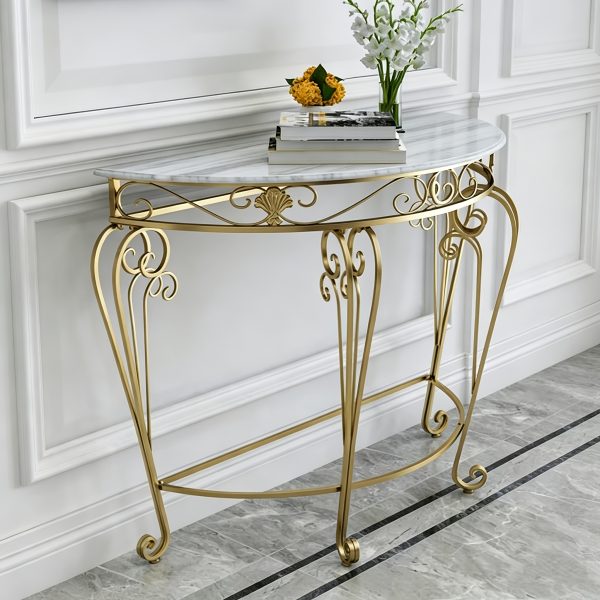 product-fancy-f4a37d37-1c42-4fe5-89de-cdefdea9cdd3 Entrance Table European Style Entrance Nordic Console Table Living Room Corridor Against The Wall Console Cabinet Modern Minimalist Wrought Iron Semicircular Table