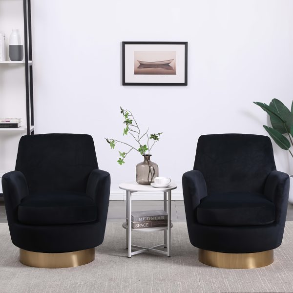 product-fancy-f4ad9c2e-4bb7-4d9a-92c6-e2451b67d859 360° Rotatable Bedroom Comfort Cinema Chair with Golden Stainless Steel Base Circular Bar Stool ( Set Of Two)