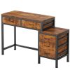 product-fancy-f4dc6eee-f995-4ec7-b87d-5d2c6b3cdaab 51in Retro Industrial Writing Desk with 5 Drawers & Printer Stand