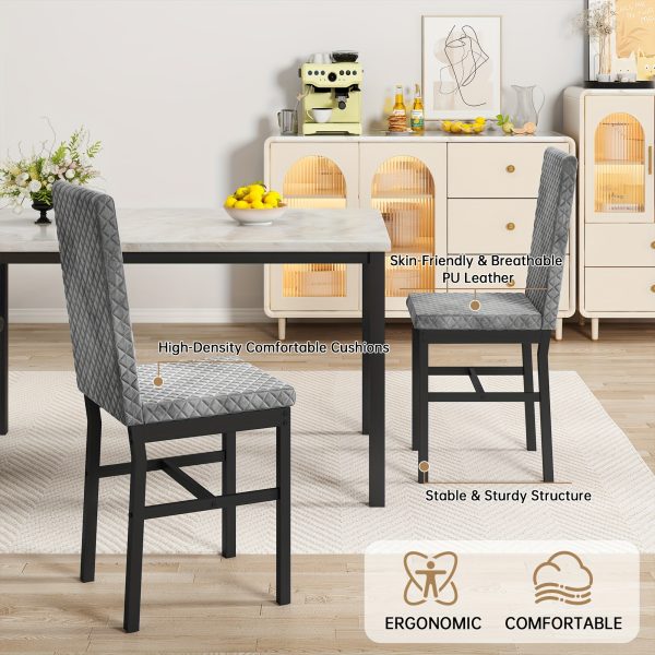 product-fancy-f4e646e0-16a4-4303-a0d0-e0f609377339 Dining Table Set For 4, Faux Marble Small Dining Room Table Set For 4, Modern Upholstered PU Leather Chairs