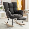 product-fancy-f4ec4383-1ecd-461e-9747-b6a90130160a Nursery Teddy Upholstered Glider Rocker with Adjustable Footrest, High Backrest Padded Recliner Reading Chair for Bedroom