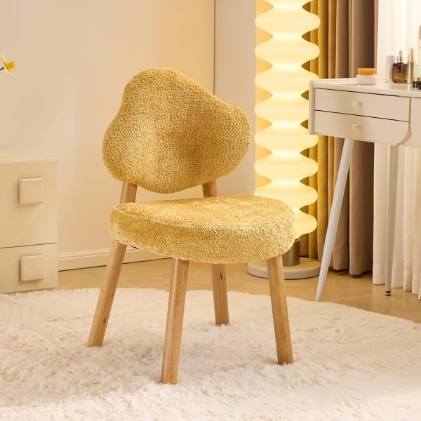 product-fancy-f56220dc-d1ea-4fac-9a57-a6676930f078 Bonnlo Cute Armless Vanity Chair | Modern Desk Chair With Wood Legs, Plush Chenille Velvet Cloud-Back Comfy Makeup Accent Chair For Bedroom Living Room Office