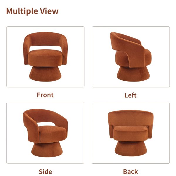 360 Degree Swivel Barrel Chair Modern Velvet Accent Chair Comfy Round Armchair Swivel Accent Chair for Living Room Orange