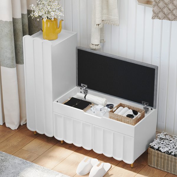 product-fancy-f5dd214f-43d9-45be-a410-7696624dc4e9 Shoe Organizer Cabinet, Entryway Bench With Adjustable Shelves And Cushioned Seat, Unique L-Shaped Bench Cabinet For Entryway