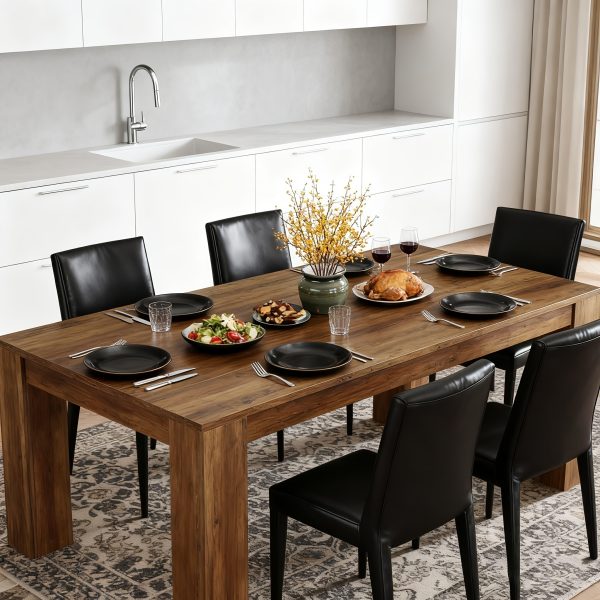 Rectangular Dining Table Measuring 63 Inches, Suitable for 4 to 6 Individuals, Perfect for Kitchen Or Dining Room Use, Featuring a Farmhouse Wooden Design