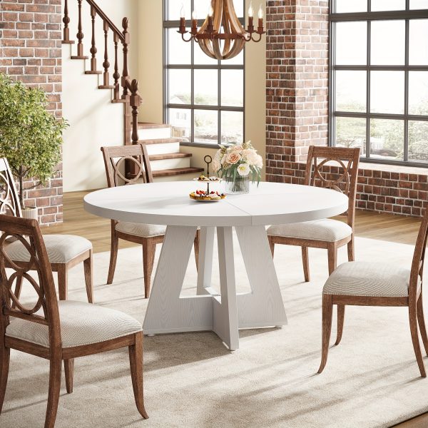 product-fancy-f600b715-f1f7-463b-a6cd-dcf020989dc8 47 Inch Farmhouse Dining Table, Rustic Round Dinner Table for 4, Ideal for Home Dining Room And Living Room, Offering A Countrified Touch to Your Decor