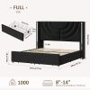 product-fancy-f6309200-2833-4d59-a314-71ea3f54f612 FULTRU Upholstered LED Bed Frame in Full, Queen, Or King Size with Two Storage Drawers, Velvet Platform Bed Featuring a Wingback Headboard, Sturdy Wooden Slats for Support, No Need for a Box Spring, Headboard with a Splicing Design