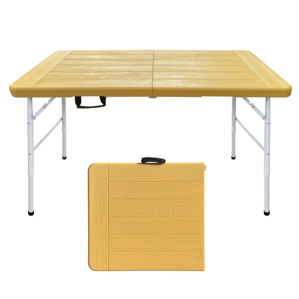 product-fancy-f6510f38-2d71-4ca2-a694-d1f14bb042e9 4FT Yellow Folding Table, Portable Table with Handle, Sturdy Steel Legs for Heavy-Duty Use, Ideal for Parties, Dining, Weddings, Events, Picnics, Indoor And Outdoor Activities, Camping