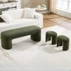 product-fancy-f66fbb53-1f63-4a42-bf8a-9a2a9fb19325 53 Inch Long Bedroom Bench with 2pcs Step Stools, Nesting Ottoman Bench Set, Padded End Of Bed Bench Modern Upholstered Bench for Living Room, Entry, Porch