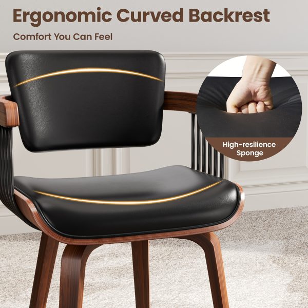 product-fancy-f67d4362-1d8f-456a-ad59-1c12b623e412 Two Ergonomic Wooden Dining Chairs, Curved Bentwood Backrest And Seat, High-Density Foam Cushion, Modern Semi-Armrest Kitchen Chair
