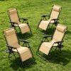 [Portable Foldable Chair] 4pcs Zero Gravity Lounge Chairs, Foldable Reclining Outdoor Chair with Pillow And Cup Holder, Space-Saving Portable Zero Gravity Chair for Patio, Poolside, Beach, Grassland, Camping
