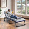 [Portable Folding Bed] Mophoto Sleeping Cots For Adults, 5-Position Folding Chaise Lounge Chairs Outdoor, Portable Folding Bed Cot Lounge Chair For Beach Lawn Camping Pool Sun Tanning