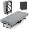 Twin Size Folding Bed with 3" Memory Foam Mattress, Foldable Roll Away Guest Bed for Adults, Sturdy Metal Platform Bed with Wheels, Space-Saving Design for Easy Storage, Portable Bed for Bedroom, Office & Apartments, 75''x31''