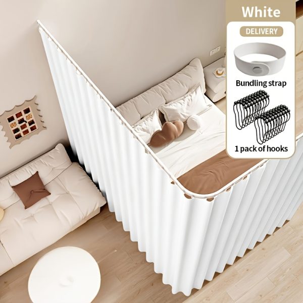 1pc Foldable Room Divider Curtain, Space-Saving Folding Privacy Screen with Hooks, Light-Blocking Polyester Curtain Suitable for Living Room, Bedroom, Kitchen- Modern Home Decoration Divider, Foldable Design, Easy Installation, Durable Fabric, S