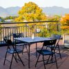 5pcs Card Table And Chairs, Portable And Foldable, 34-inch Plastic Folding Dining Table with Chairs Set Of 4 for Outdoor, Parties, Events, Picnic, Camping, And Game, Black