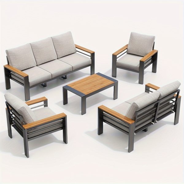 product-fancy-f767fb80-9471-4594-9a9f-8ca7f24c4548 Aluminum Outdoor Patio Furniture Set with Upgraded Cushions And Armrests, Perfect for Backyard, Garden And Poolside Relaxation