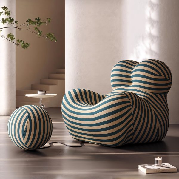 product-fancy-f77ef269-5fe0-440a-867c-20c0e61ad651 Luxury Modern Italian Lounge Chair & Footrest - 39.37'' Bean Bag Chair with Memory Foam, Floor-Level Single-Seat Sofa for Apartment Living Room, Balcony - No Assembly Required, Space-Saving for small flats/Dorms (Ideal