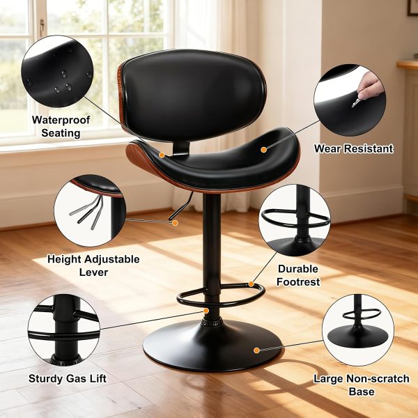 product-fancy-f78395e0-cdb0-4eab-af8e-392f3f704e7d Two Piece for bar Stool Set with Adjustable Height, Featuring PU Leather Seat Cushion, Ergonomic Backrest, And Footrest, Plus Non-Slip Rubber Base Perfect for Bars And Home Kitchen Islands.
