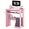 product-fancy-f7899735-8e00-49c8-b7e0-6c17a6298f29 30" Pink Corner Computer Desk with Drawers - Space-Saving Design, Monitor Stand & Keyboard Tray, Ideal for Home Office or Bedroom, Sturdy Hardwood Construction