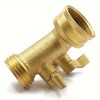 A Solid Brass Heavy-Duty Dual-Direction Y-Shaped Water Faucet Diverter, Weighing 166G, Made of Brass, Featuring a Garden Hose Splitter with Two Outlets And a GHT 3/4 Connector Valve, Includes Two 3/4" Waterproof Washers