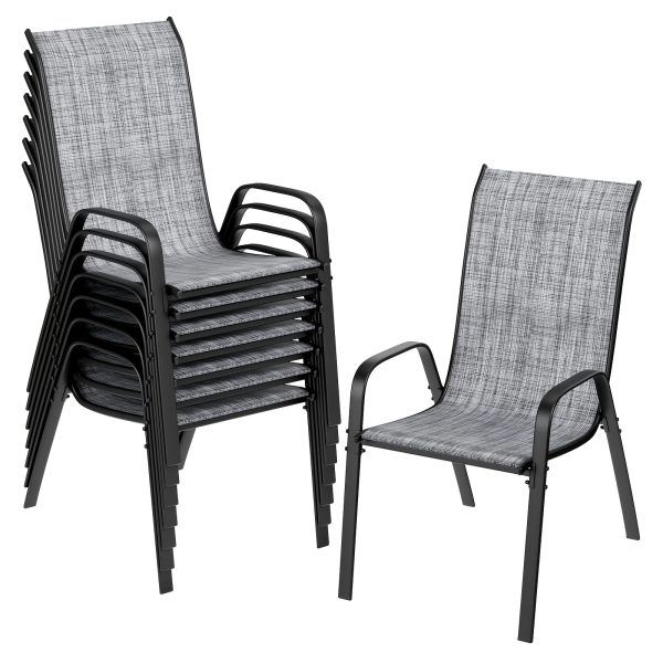 product-fancy-f7f25dea-7929-47ab-b059-fa2bfafed833 8/6pcs Patio Chairs, All Weather Textilene Fabric & Metal Frame, W/Armrests, Strenthened Iron Spacers, 330 LBS, Outdoor Chairs Set For Backyard, Poolside, Garden