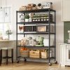 product-fancy-f80863cd-41ca-4409-830d-a9a0075c641b 73.6 Inches High Wire Shelving on Wheels, Deep Storage Shelves with Mobility, 73.6 Inches High Metal Shelving Unit with Adjustable Five Tiers, Robust Metal Shelves for Storage
