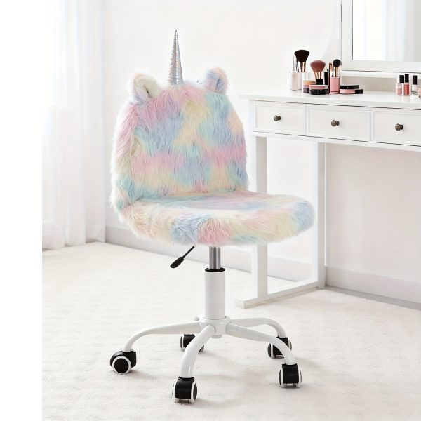 product-fancy-f891f89b-fb16-42b3-bb92-e9aeb5e328fd 1pc a White Rotating Office Chair, a Sporty Chair, a Vibrant Chair, And an Adorable Animal-Themed Computer Chair