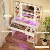 product-fancy-f8a388e6-da2c-4bcd-9fc3-dd047918dadb WHONLINE 1pc Vanity Desk with Mirror And Lights, Makeup Vanity Desk with Lights 3 Colors, Bedroom Vanity with Multiple Drawers, And Open Storage Space, Power Outlet, for Bedroom, White, Heavy Duty Dresser, for Halloween And Christmas
