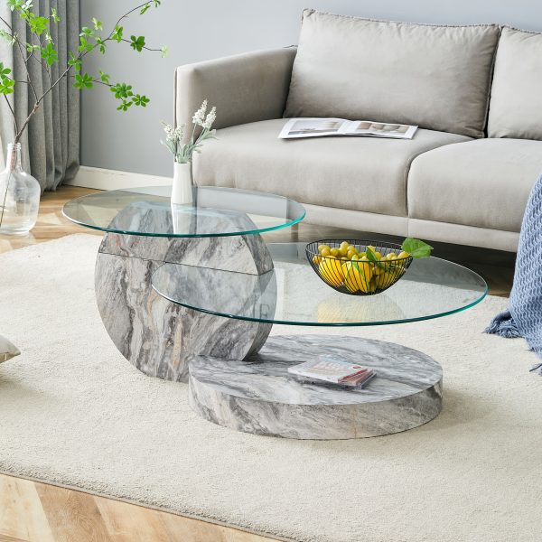 product-fancy-f8c09c6a-d6c7-48d4-97a1-540a490a2b2a Glass Coffee Tables for Living Room Round Coffee Tables Modern Double Layer Round Table Circle Coffee Table for Small Space Home Office, Durable And Not Easily Broken, Easy to Assemble, Fashionable Design Feel (42 Inch X 17 Inch)