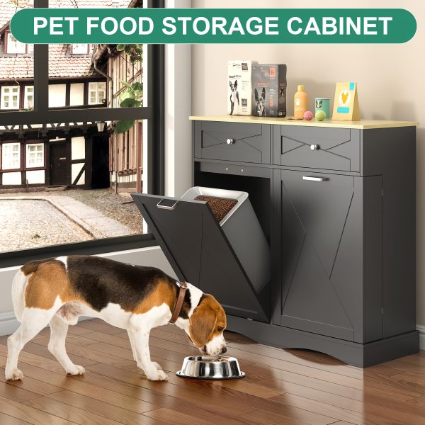 Wood Kitchen Pantry Island with Tilt-Out Trash Cabinet & Laundry Hamper - Adjustable Shelf Suitable for for, Suitable for Small Spaces, Hidden with Drawers, Tilt-Out Basket System, Space-Saving
