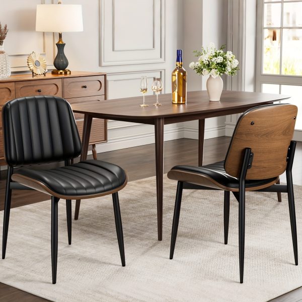 product-fancy-f9271257-7b59-4c87-8af0-63d145978769 Padded Seat & Backrest - Modern Faux Leather Dining Chairs - Set Of 2 - Metal Legs with Adjustable Feet - for Kitchen, Dining Room, Office