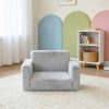 product-fancy-f972bcfb-b92c-44fa-9c1d-31e1c9242399 Kids Sofa 2-in-1 Convertible to Recliner Chair - Soft Plush Gray/Pink/White Youngsters Lounge Chair with Storage Pocket, Cozy Folding Playroom Furniture for Boys And Girls, Youngsters Playroom Furniture Pocketed Armrests | Velvet Upholstery, Chair