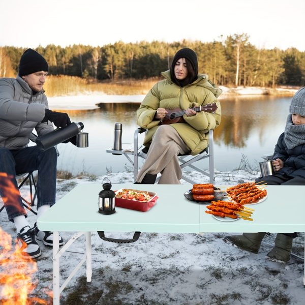 [Portable Picnic Table] Folding Table Purple Yellow Bule Portable Plastic Picnic Dining Table Fold-in-Half for Camp Party Kitchen Indoor Outdoor 4ft