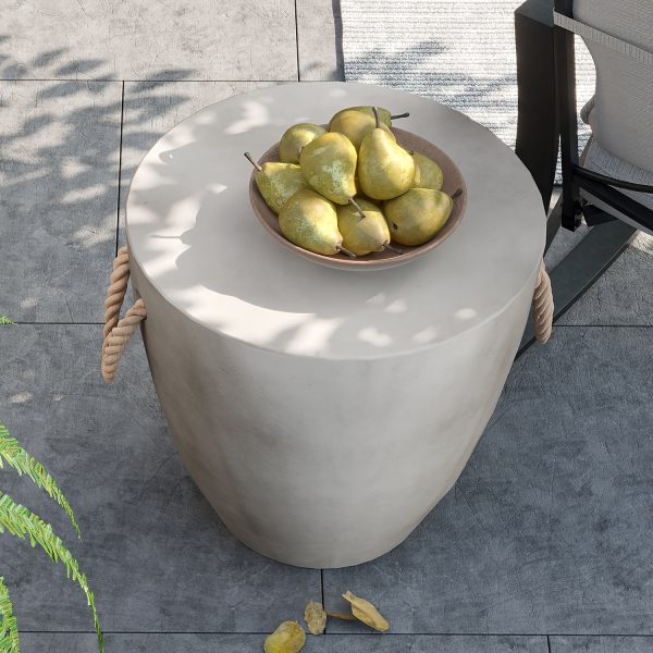 product-fancy-f9a1a17d-163e-4574-81fd-c3fa1f63a95e Concrete Outdoor End Table, 17'' Hemp Rope Side Table, Light Gray, Farmhouse Style, Modern Art Patio Side Table, Concrete Garden Stool