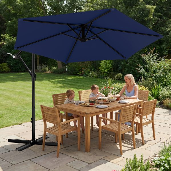 product-fancy-f9b88d88-50f3-49f0-885a-b7606b7d1a0c 10-Foot Cantilever Patio Umbrella Featuring an Infinite Tilt Mechanism, Offset Outdoor Umbrella with a Cross Base, Durable Crank Lift Market Umbrella Suitable for Yards, Gardens, And Decks (Weighted Base Sold Separately)