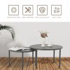 product-fancy-f9bd5bfc-bbbe-4390-80f4-2ca5f594fcf7 2pcs Black Aluminum Round Outdoor Coffee Table Set | Nesting Side Table with Round Tabletop, Powder Coated Aluminum Frame, Suitable for Garden Balcony