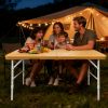 product-fancy-f9dd367e-1eb3-436c-927f-b86dc39c878e 4FT Yellow Folding Table, Portable Table with Handle, Sturdy Steel Legs for Heavy-Duty Use, Ideal for Parties, Dining, Weddings, Events, Picnics, Indoor And Outdoor Activities, Camping