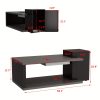 product-fancy-f9f94081-af76-45d9-9a3e-25053190ebe1 53.1'' Wide Modern Outdoor/ Coffee Table & Side Table - All-Weather & Steel with Wood Grain, Low-Maintenance Furniture for Living Room, Balcony, Courtyard - Easy Assembly (Some Tools Required)