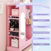 product-fancy-fa15ed10-5a52-49ae-a50f-5f9ba6850771 Kids Armoire with Jewelry Cabinet, Kids Dress Up Storage wth Shelves, Girls Wardrode Costume Organizer with Mirror, Children Closet with Armoire for Bedroom, Kids Room, Girls, Kids Room Furniture, Bedroom Storage, Stylish Kids Wardrobe, Playful Design, Hardwood Construction, Quality Wood Finish, Shelved Wardrobe, Parents Organizing, Childrens Clothing