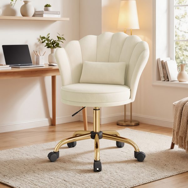 product-fancy-fa1daee9-a481-4ab2-8353-fe59e518277d Girls' & Women' Luxury Velvet Tufted Vanity Chair with Wheels - Height Adjustable Upholstered Desk Chair Suitable for Bedroom, Living Room, Dressing Table, Soft Cushioning, No Assembly Required, Contemporary Petal for Home Office