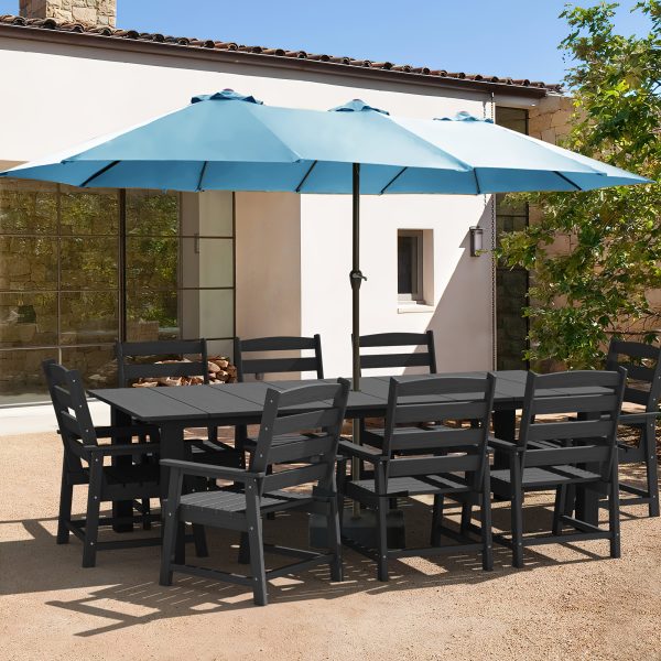 product-fancy-fa7c829b-e502-4593-8f7f-f20cb38ffa18 15-foot Long Rectangular Large Outdoor Patio Umbrella, Includes Base, Double Table Umbrella With A Crank Handle, Market Umbrella - UV Resistant, Heavy-duty Pool Umbrella, Suitable For Lawns, Backyards, And Gardens.