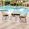 product-fancy-fa7e5651-cb58-424e-8722-bf13a0986a33 4pcs Outdoor Patio Furniture Collection • Rattan Bistro Set Featuring Cushions & Table • Wicker Loveseat for Conversations in Your Backyard, Balcony, Or Garden