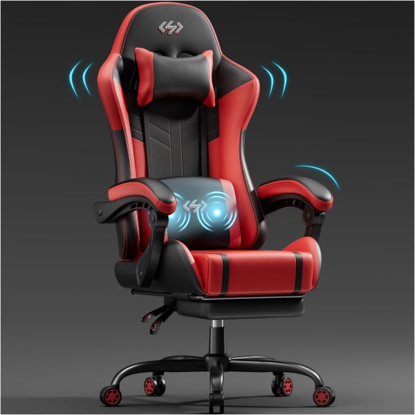 product-fancy-fab9f938-a3fa-4912-b7a9-6b96929cae16 Gaming Chair with Massage Lumbar Support Ergonomic Computer Chair for Adults with Footrest and Lumbar Support with 360° Swivel Seat PU Leather Office Chair, Crafted From Durable Faux Leather, Best Gift for Father and Boyfriend