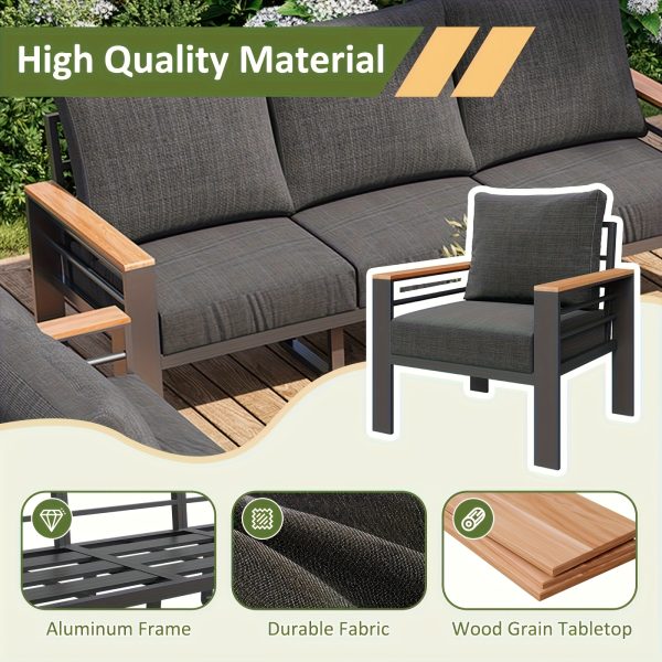 product-fancy-faf00241-aa2b-4b2e-bd4a-0efd71f5d5e0 Aluminum Outdoor Patio Furniture Set with Upgraded Cushions And Armrests, Perfect for Backyard, Garden And Poolside Relaxation